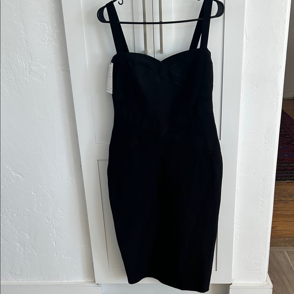 Elegant Black Bandage Midi Dress